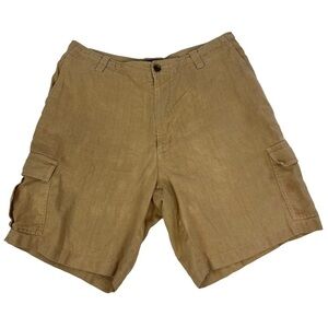 JOSEPH ABBOUD Men’s Cargo Linen Shorts Sz W36 Actual Waist Measure W34 Tan Color